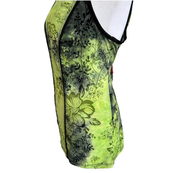 Y2K Cami Tank XL Green Burnt Floral Velvet Corset Fairy Whimsigoth Grunge 1X L - Picture 3 of 13